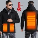 Men Electronic USB Heated Jacket Intelligent Heating Hooded Work Motorcycle Skiing Riding Coat