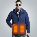 Men Electronic USB Heated Jacket Intelligent Heating Hooded Work Motorcycle Skiing Riding Coat