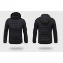 Men Winter Heated Hooded Jacket Coats With Hat Temperature Adjustable Black