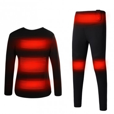 Men Women Electric Heated Underclothes Shirt + Trouser Outdoor Underwear Set Clothing Hiking Skiing Motorcycle Cycling Warm USB Thermal Winter Heating