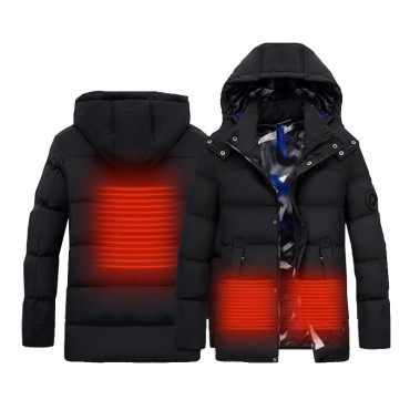 Men Women Electric Intelligent Heating USB Hooded Heated Warm Work Jacket Motorcycle Skiing Riding Coats