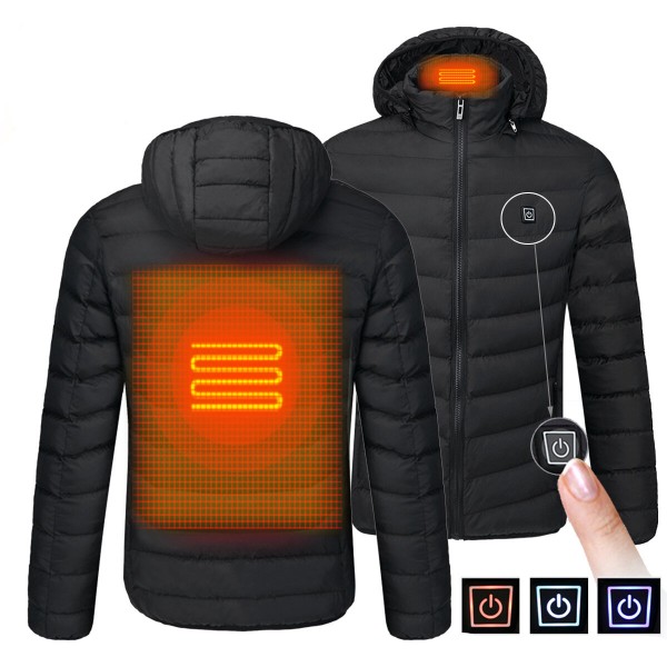 Mens USB Heated Warm Back Cervical Spine Hooded Winter Jacket Motorcycle Skiing Riding Coat Women
