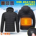Mens USB Heated Warm Back Hooded Winter Jacket Motorcycle Skiing Riding Coat
