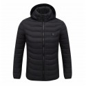 Mens Women USB Heated Warm Back Hand Wrist Hooded Winter Jacket Motorcycle Skiing Riding Coat