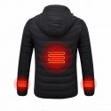 Mens Women USB Heated Warm Back Hand Wrist Hooded Winter Jacket Motorcycle Skiing Riding Coat