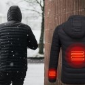 Mens Women USB Heated Warm Back Hand Wrist Hooded Winter Jacket Motorcycle Skiing Riding Coat