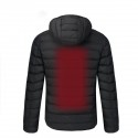 S/M/4XL Mens USB Heated Warm Back Cervical Spine Hooded Winter Jacket Motorcycle Skiing Riding Coat