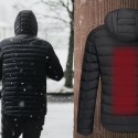 S/M/4XL Mens USB Heated Warm Back Cervical Spine Hooded Winter Jacket Motorcycle Skiing Riding Coat