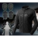 JK52 Motorcycle Leather Jacket Windproof Motorbike Black/Brown Motocross Racing Coat