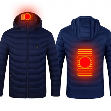 USB Unisex Electric Heated Warm Hooded Jacket Coat Infrared Heating Long Sleeve