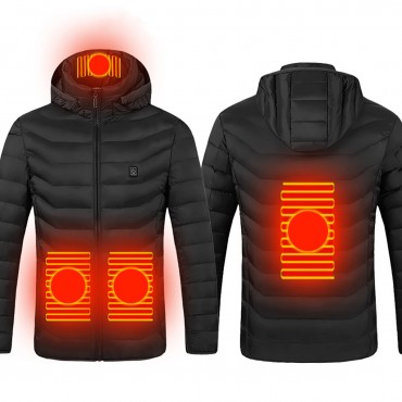 Unisex Electric Heated Warm Hooded Jacket Coat Infrared Heating Long Sleeve USB