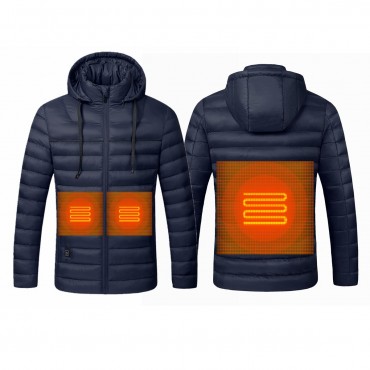 Waterproof Electric USB Heatiing Warm Hooded Jacket Winter Heated Back + Abdomen + Neck Coats Jacket 3 Temperature Control