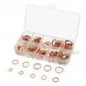 200pcs M5-M14 Copper Washer Gasket Set Flat Ring Seal Assortment Kit With Box