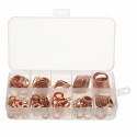 200pcs M5-M14 Copper Washer Gasket Set Flat Ring Seal Assortment Kit With Box