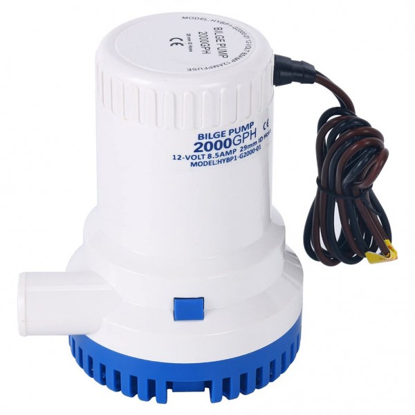 2000GPH 12V/24V Boat Marine Plumbing Electric Water Bilge Pump 1 1/8inch Outlet 10AMP For House Boat