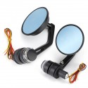 2Pcs 7/8inch Handbar Motorcycle Side Rearview Mirrors Bar End Turn Signals Light