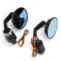 2Pcs 7/8inch Handbar Motorcycle Side Rearview Mirrors Bar End Turn Signals Light