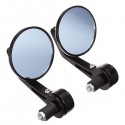 7/8 Inch 22mm Motorcycle Handlebar Rear View Mirrors Blue Glass Black Universal