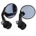 7/8 Inch 22mm Motorcycle Handlebar Rear View Mirrors Blue Glass Black Universal