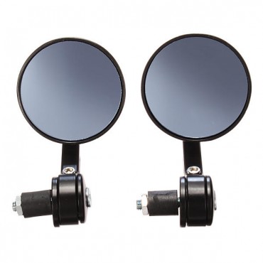 7/8 Inch 22mm Motorcycle Handlebar Rear View Mirrors Blue Glass Black Universal