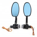 7/8inch Motorcycle Rearview Side Handlebar Mirrors Bar End Turn Signals DRL Light