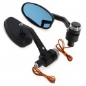7/8inch Motorcycle Rearview Side Handlebar Mirrors Bar End Turn Signals DRL Light