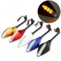 8mm 10mm Pair Motorcycle Rear View Mirrors Side Wind 12V LED Indicator Light Turn Signal