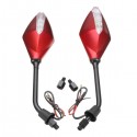 8mm 10mm Pair Motorcycle Rear View Mirrors Side Wind 12V LED Indicator Light Turn Signal