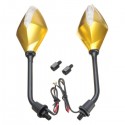 8mm 10mm Pair Motorcycle Rear View Mirrors Side Wind 12V LED Indicator Light Turn Signal