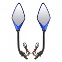 8mm 10mm Pair Motorcycle Rear View Mirrors Side Wind 12V LED Indicator Light Turn Signal