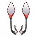 8mm 10mm Pair Motorcycle Rear View Mirrors Side Wind 12V LED Indicator Light Turn Signal