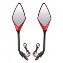 8mm 10mm Pair Motorcycle Rear View Mirrors Side Wind 12V LED Indicator Light Turn Signal