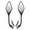 8mm 10mm Pair Motorcycle Rear View Mirrors Side Wind 12V LED Indicator Light Turn Signal