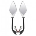 8mm 10mm Pair Motorcycle Rear View Mirrors Side Wind 12V LED Indicator Light Turn Signal