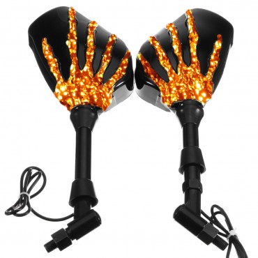 8mm 10mm Pair Hand LED Turn Signal Motorcycle Mirrors For Harley Cruiser