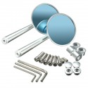 CNC Aluminum Round Motorcycle Rear View Mirror For Cruiser Chopper 8mm 10mm