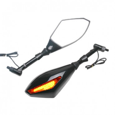 Motorcycle Black Turn Light LED Side Mirrors 10mm Installation Screws