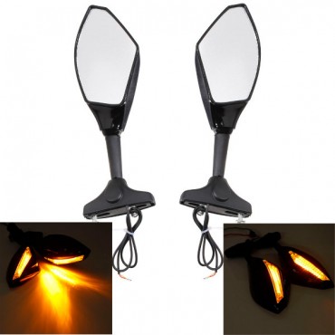 Motorcycle LED Turn Signal Side Mirrors 180 Degree Adjustable For Honda CBR600 F4 F4i 900 929 954 RC51