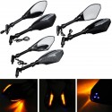 Pair 10mm/8mm Motorcycle LED Mirrors Turn Signal Integrated Indicator Light Rearview