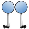 Pair Aluminum Alloy Motorcycle Scooter Handlebar Rearview Side Blue Mirrors