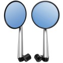 Pair Aluminum Alloy Motorcycle Scooter Handlebar Rearview Side Blue Mirrors