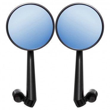 Pair Aluminum Alloy Motorcycle Scooter Handlebar Rearview Side Blue Mirrors
