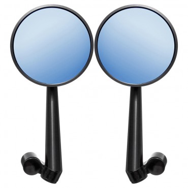 Pair Aluminum Alloy Motorcycle Scooter Handlebar Rearview Side Blue Mirrors