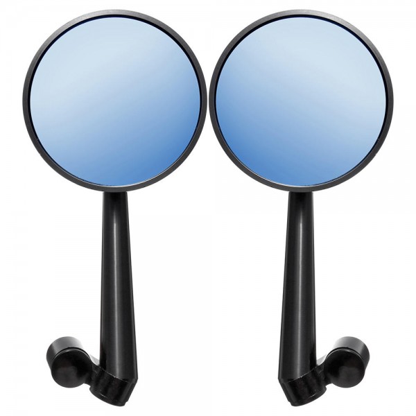 Pair Aluminum Alloy Motorcycle Scooter Handlebar Rearview Side Blue Mirrors