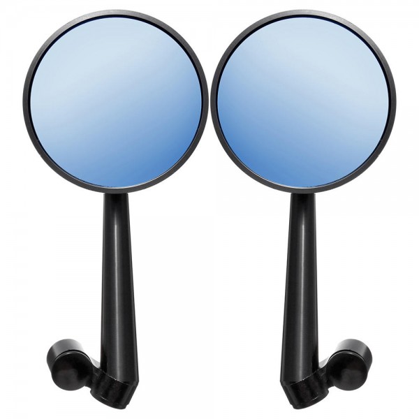 Pair Aluminum Alloy Motorcycle Scooter Handlebar Rearview Side Blue Mirrors