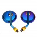 Pair Aluminum Motorcycle Rearview Side Mirrors With M10 Screw Blue Anti-glare