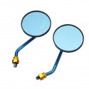 Pair Aluminum Motorcycle Rearview Side Mirrors With M10 Screw Blue Anti-glare