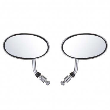 Pair Motorcycle Cafe Racer Rearview Mirror Handle Bar Sliver