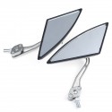 Pair Universal Motorcycle Aluminum Rod Rearview Side Mirrors Triangle