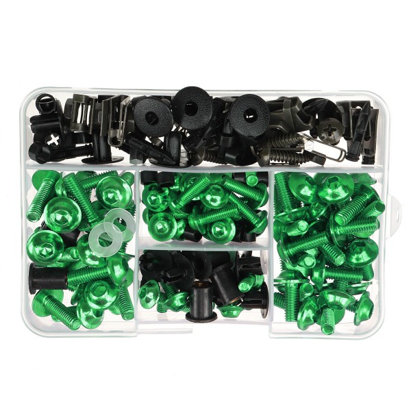 195PCS Motorcycle Windscreen Fairing Body Bolt Kit Fastener Clips Screws